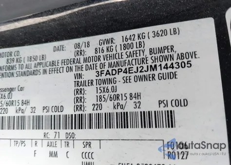 2018 Ford Fiesta Se from USA, damaged, VIN 3FADP4EJ2JM144305